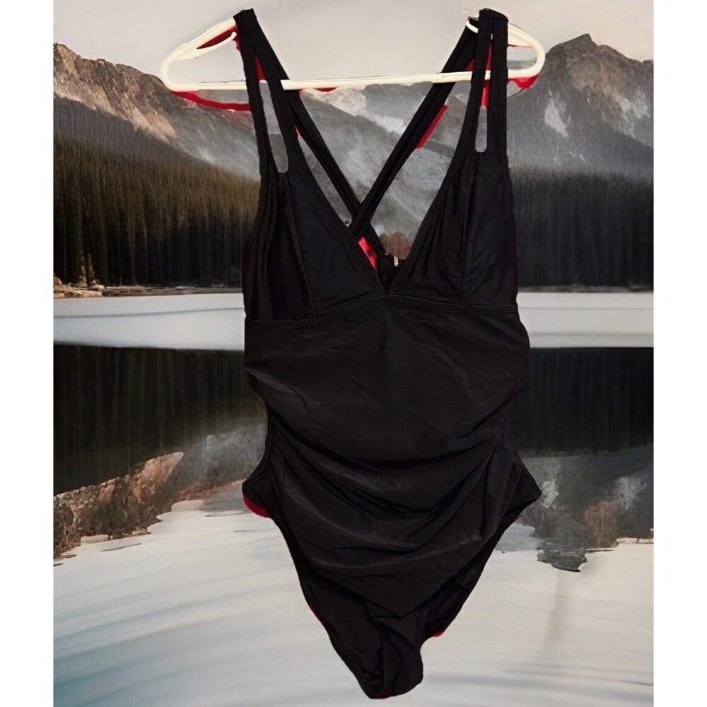 #8577 CUPSHE WOMENS BLACK ONE PIECE BATHING SUIT L